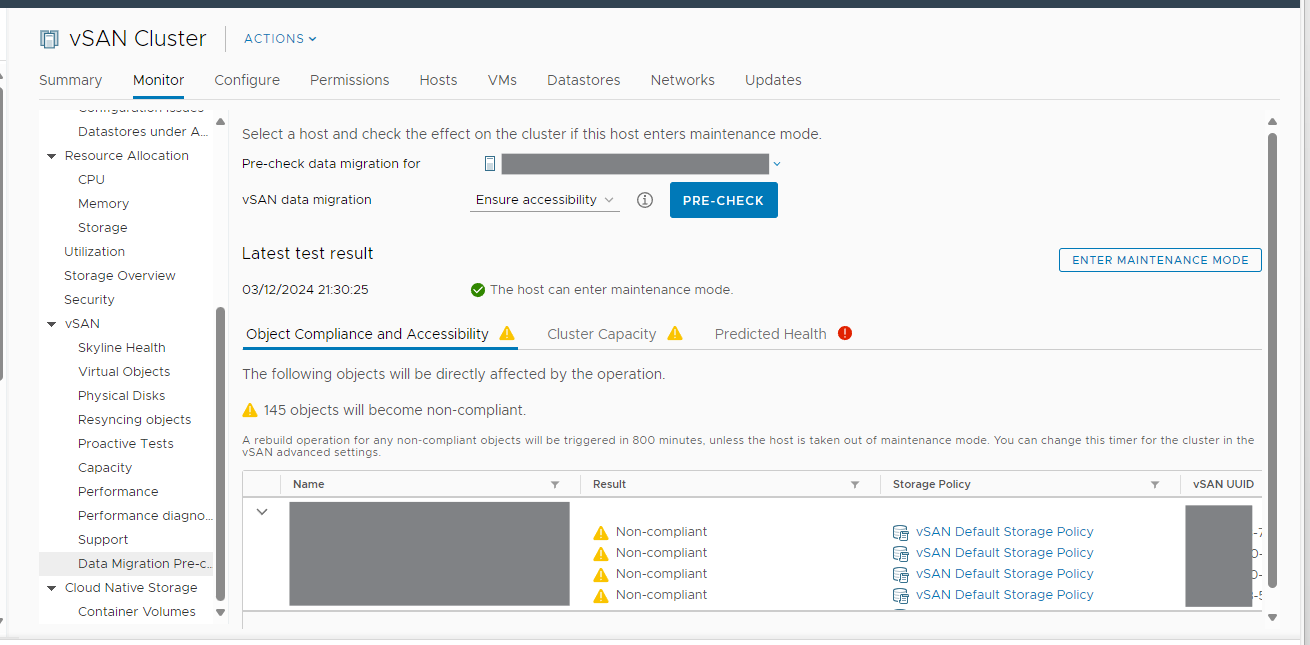 vsan data migration pre-check