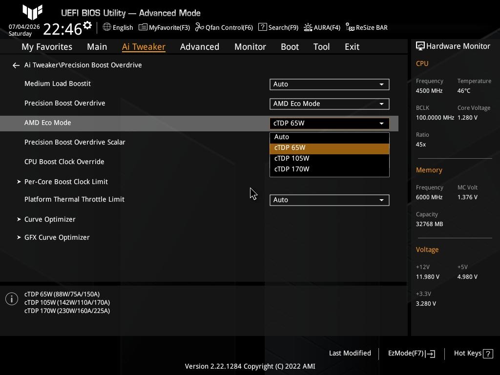 ECO mode TDP 65W